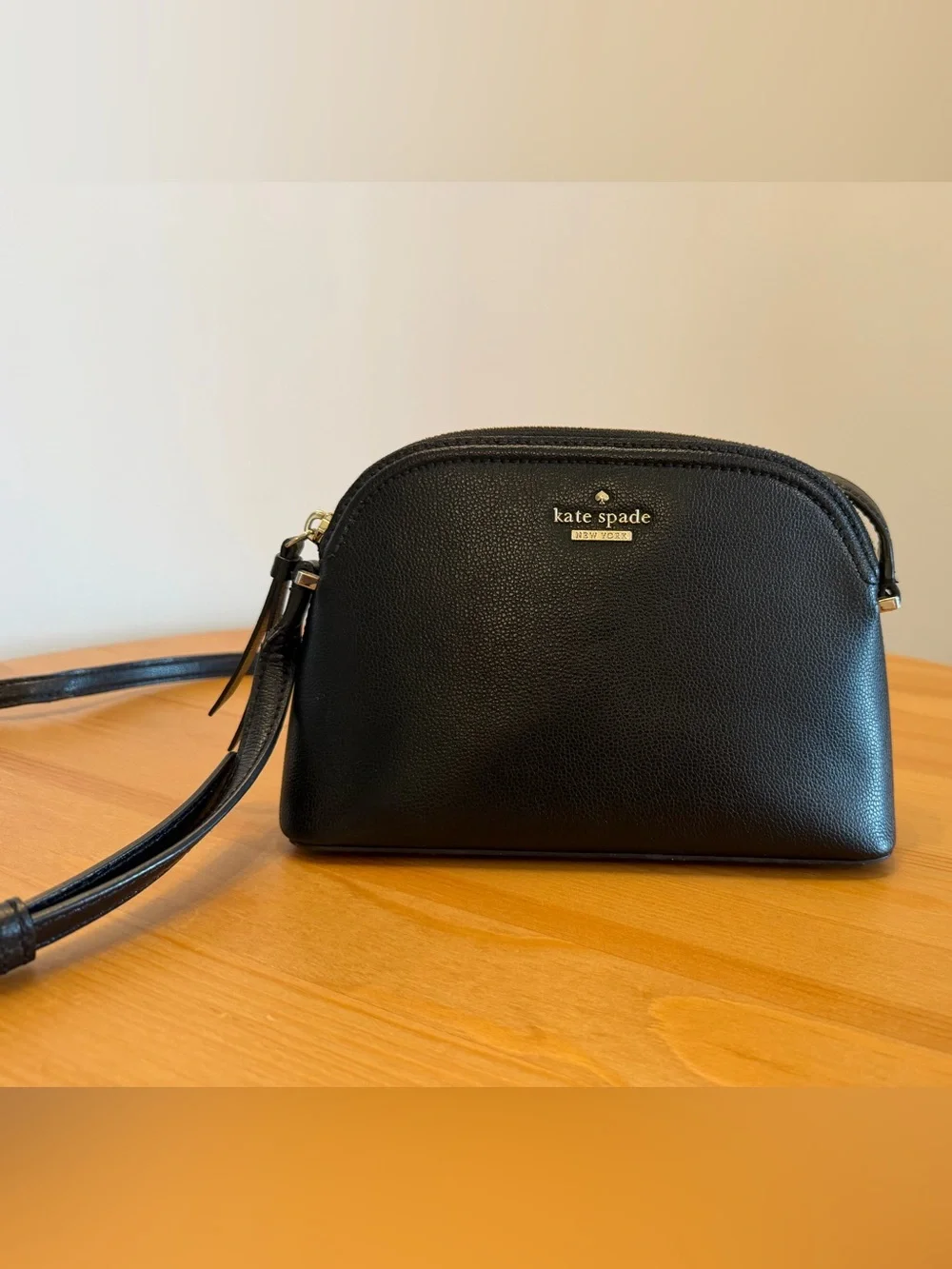 kate spade black pebble leather crossbody dome bag